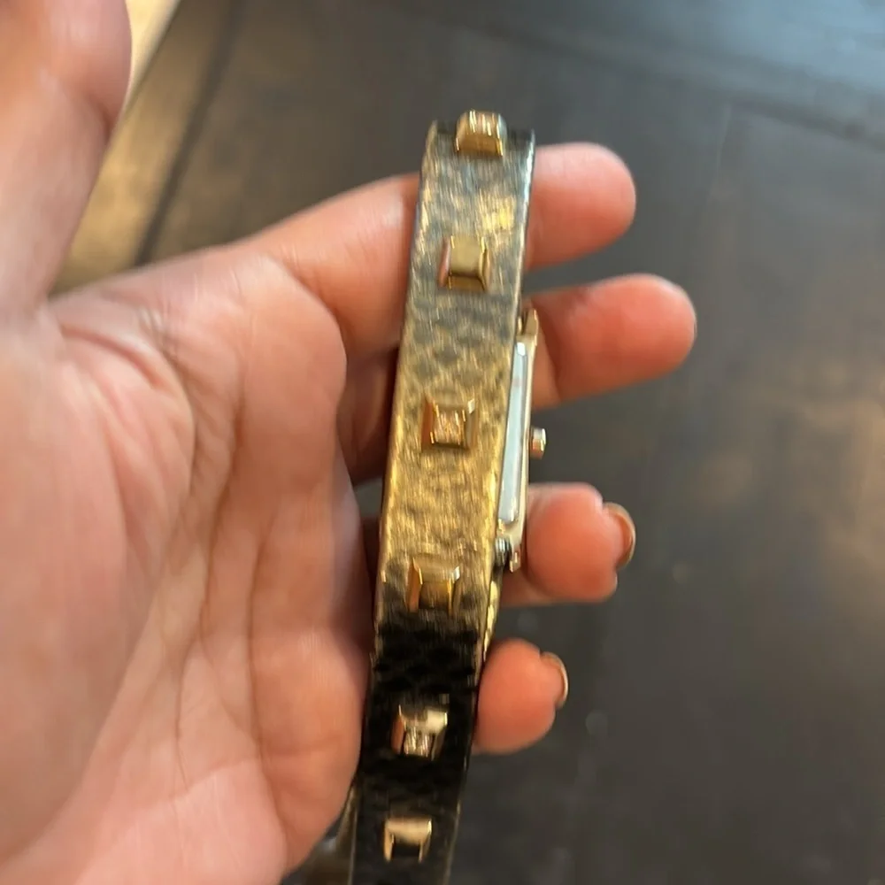 Vince Camuto Crystal Metallic Animal Print Leather Wrap Watch Working Condition​